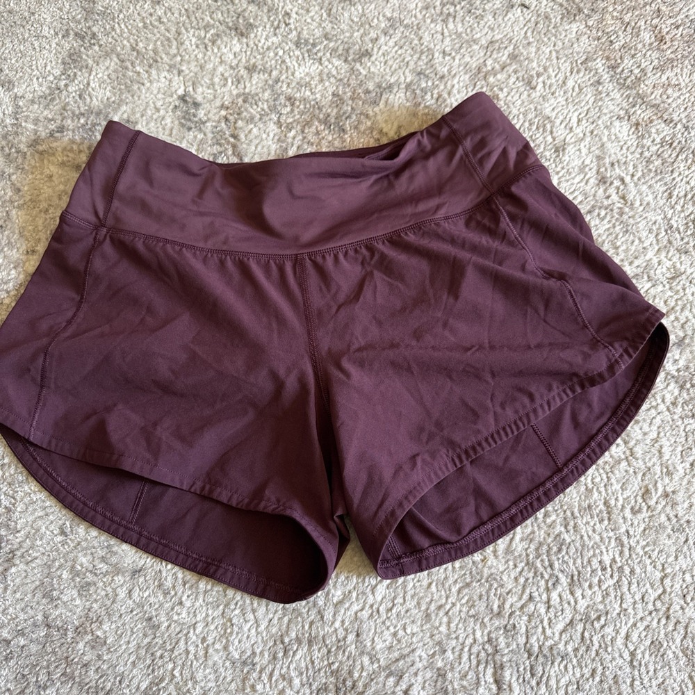 Lululemon Speed Up Mid-Rise Lined Short 3.5" Burgundy Running Gym Yoga